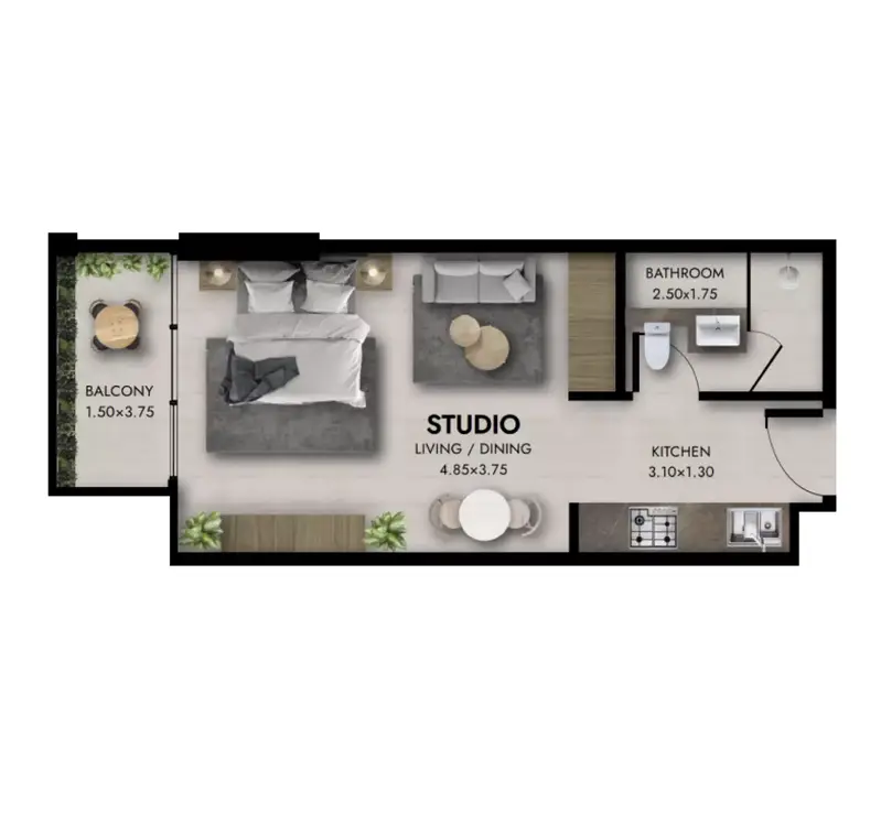 0 BR floor plan