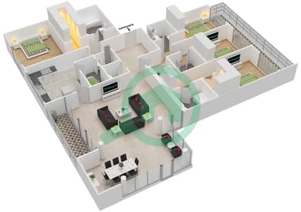 المخططات الطابقية لتصميم النموذج 2 بنتهاوس 4 غرف نوم - أوشيانا باسيفيك