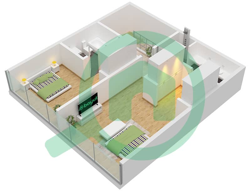Quattro Del Mar Building 1 - 2 Bedroom Townhouse Type/unit GARDEN TOWNHOUSE/UNIT 2-8 Floor plan Type Garden Townhouse Unit 2-8 Ground Floor interactive3D