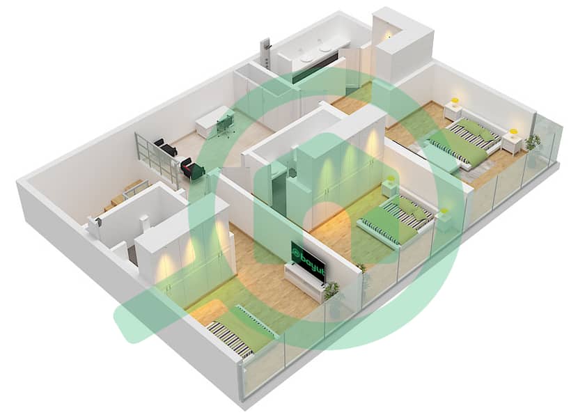 Quattro Del Mar Building 1 - 3 Bedroom Townhouse Type/unit GARDEN TOWNHOUSE / UNIT 1 Floor plan Type Garden Townhouse Unit 1 Ground Floor interactive3D