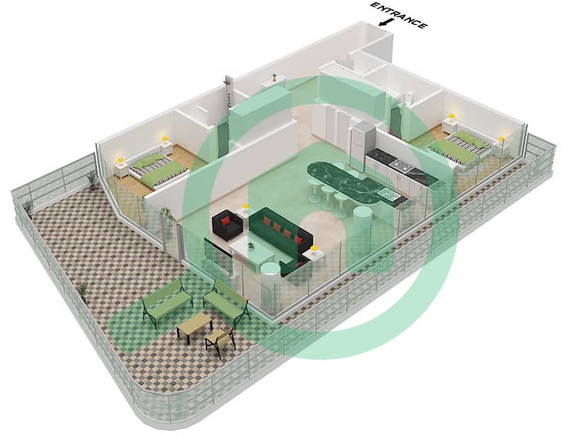 Quattro Del Mar Building 1 - 2 Bedroom Apartment Type/unit F1 / UNIT 27 FLOOR 1 Floor plan Type F1 Unit 27 Floor 1 interactive3D