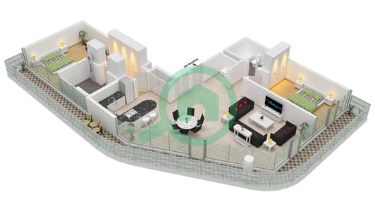Quattro Del Mar Building 2 - 2 Bedroom Apartment Type/unit C / UNIT 1 FLOOR 4-8 Floor plan