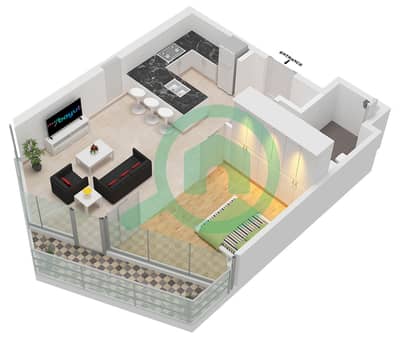 Quattro Del Mar Building 3 - 1 Bedroom Apartment Type/unit D / UNIT 4-6 FLOOR 1-10 Floor plan