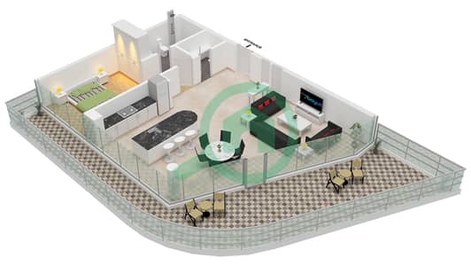 Quattro Del Mar Building 3 - 1 Bedroom Apartment Type/unit G / UNIT 1 FLOOR 1,4-9 Floor plan