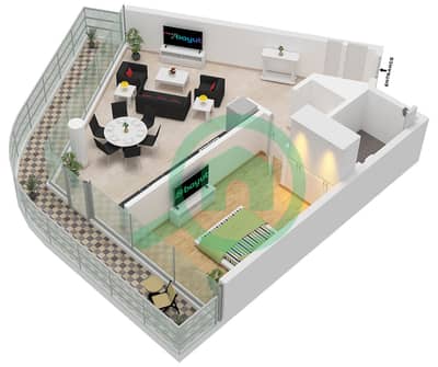 Quattro Del Mar Building 4 - 1 Bedroom Apartment Type/unit C / UNIT 13-17 FLOOR 2-9 Floor plan