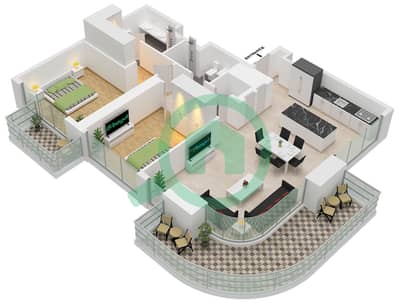 恭谦湾景大厦2号 - 2 卧室公寓单位5 FLOOR 2-8戶型图