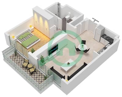 恭谦湾景大厦2号 - 1 卧室公寓单位5,6,8,10 FLOOR 2-19,21-40戶型图