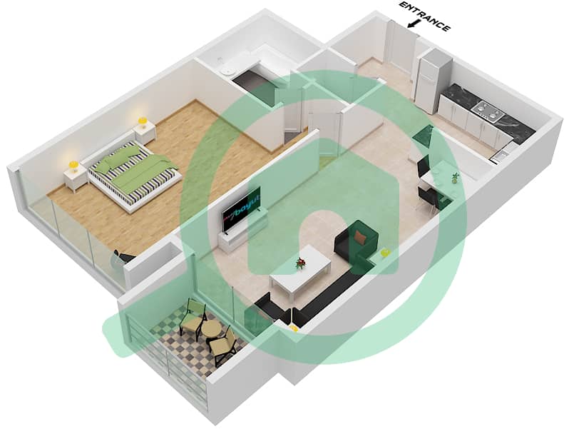 The Atlantic - 1 Bedroom Apartment Unit 5-1 FLOOR L1-L7 Floor plan Unit 5-1 Floor L1-L7 interactive3D