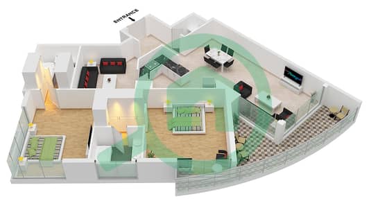 The Atlantic - 2 Bed Apartments Unit 2-2 Floor L1-L14 Floor plan