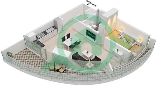 Canal Heights - 1 Bedroom Apartment Type B1-M FLOOR 21 Floor plan Canal Heights - 1 Bedroom Apartment Type B1-M FLOOR 21 Floor plan