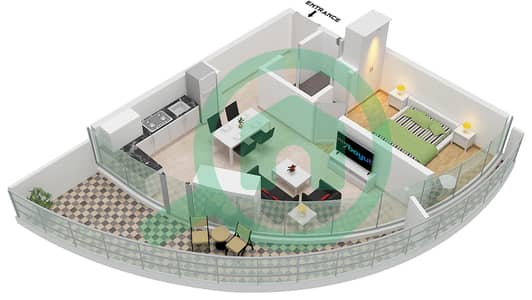 Canal Heights - 1 Bedroom Apartment Type E1-M FLOOR 27 Floor plan Canal Heights - 1 Bedroom Apartment Type E1-M FLOOR 27 Floor plan