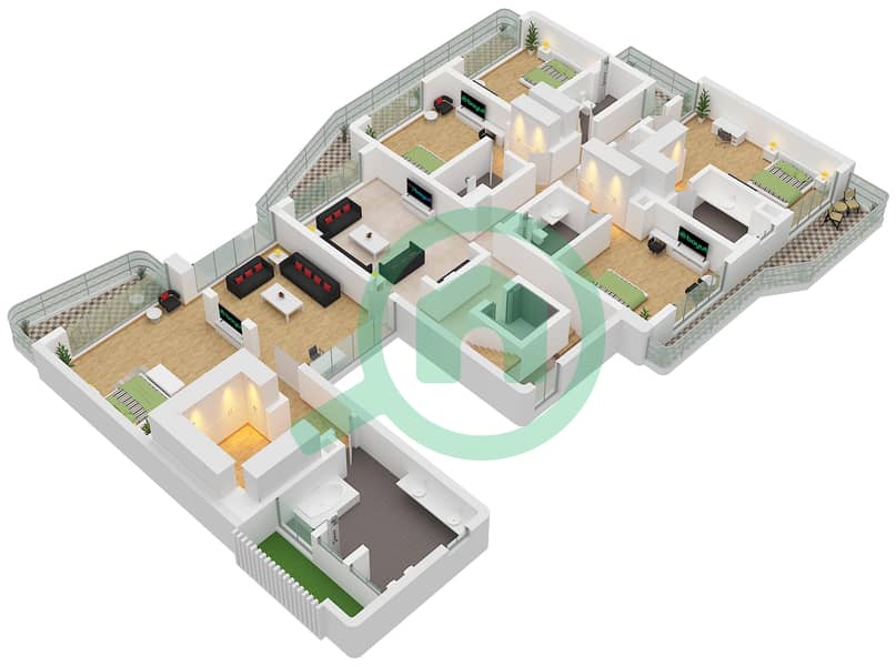 The Coral Collection - 7 Bedroom Villa Type HIBISCUS CORAL Floor plan Type Hibiscus Coral Floor First interactive3D