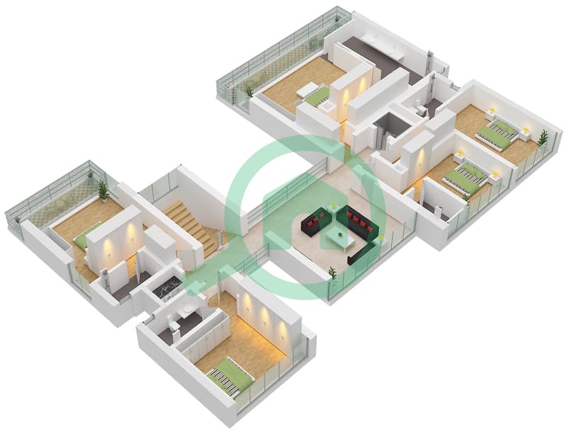 The Coral Collection - 7 Bedroom Villa Type PORCELAIN ROSES CROAL Floor plan Type Porcelain Roses Croal Floor First interactive3D