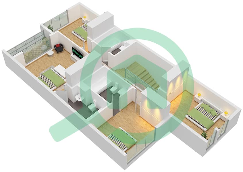 Курсетия - Вилла 4 Cпальни планировка Тип R2-M1 Type R2-M1 Floor First interactive3D