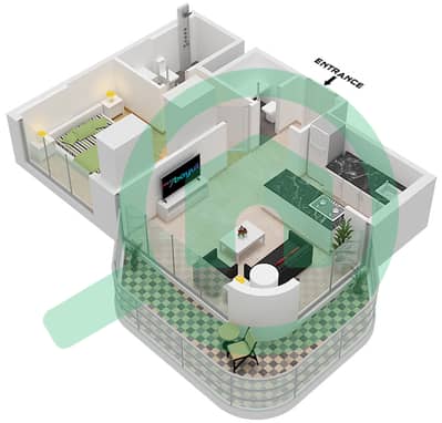 Azizi Venice 8 Building A - 1 Bedroom Apartment Unit 9 FLOOR 2-10 Floor plan Azizi Venice 8 Building A - 1 Bedroom Apartment Unit 9 FLOOR 2-10 Floor plan