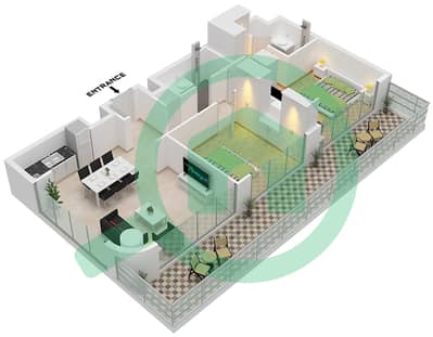 Azizi Venice 8 Building A - 2 Bedroom Apartment Unit 8 FLOOR 1 Floor plan