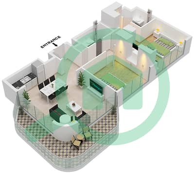 Azizi Venice 8 Building A - 2 Bedroom Apartment Unit 8 FLOOR 2-10 Floor plan