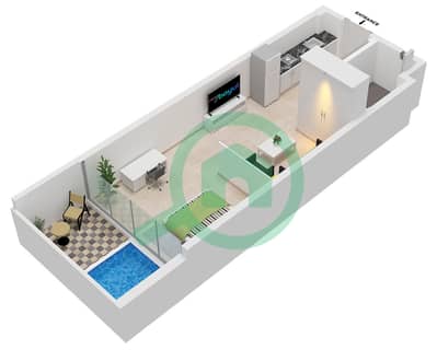 المخططات الطابقية لتصميم النموذج A شقة استوديو - أجنحة سكاي من بيس هومز