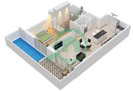 المخططات الطابقية لتصميم النموذج A شقة 1 غرفة نوم - أجنحة سكاي من بيس هومز
