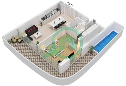 المخططات الطابقية لتصميم النموذج D شقة 1 غرفة نوم - أجنحة سكاي من بيس هومز