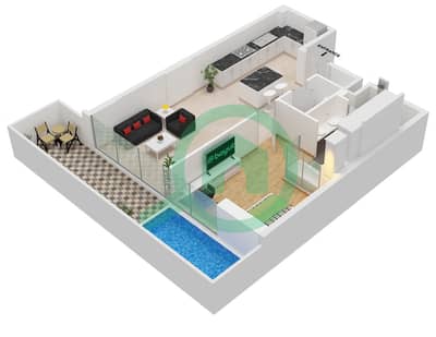 المخططات الطابقية لتصميم النموذج E شقة 1 غرفة نوم - أجنحة سكاي من بيس هومز