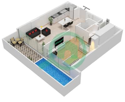 المخططات الطابقية لتصميم النموذج B شقة 1 غرفة نوم - أجنحة سكاي من بيس هومز