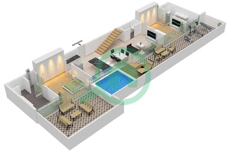 المخططات الطابقية لتصميم النموذج C شقة 2 غرفة نوم - أجنحة سكاي من بيس هومز
