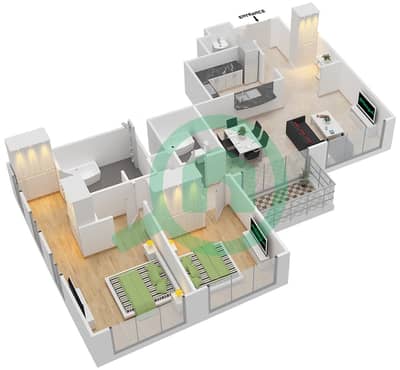 Standpoint Tower 1 - 2 Bedroom Apartment Suite 9 FLOOR 22-23 Floor plan