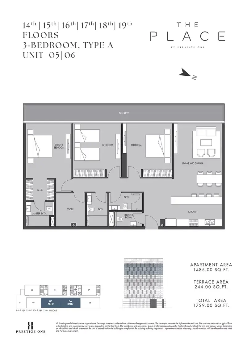 3 BR floor plan