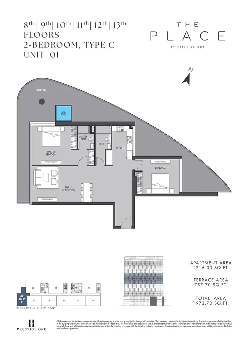 2 BR floor plan
