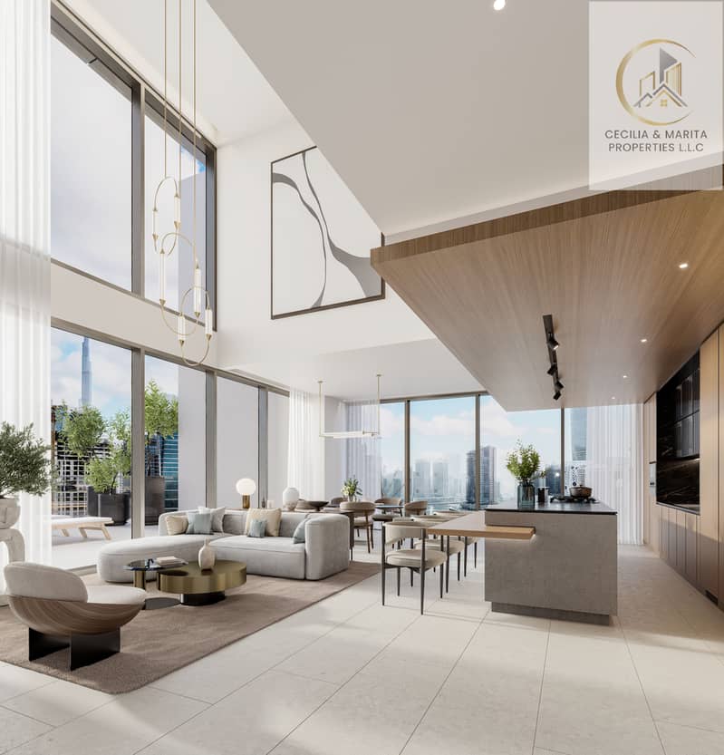 9 One River Point_Duplex living and dining. jpg