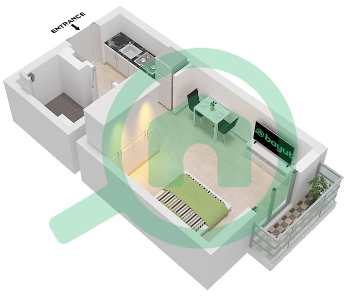 Mesk Residences - Studio Apartment Type/unit A1-B/UNIT 15,17 FLOOR 1-5 Floor plan Type A1-B Unit 17,22 Floor 1,3,5 Type A1-B Unit 15 Floor 2,4 interactive3D