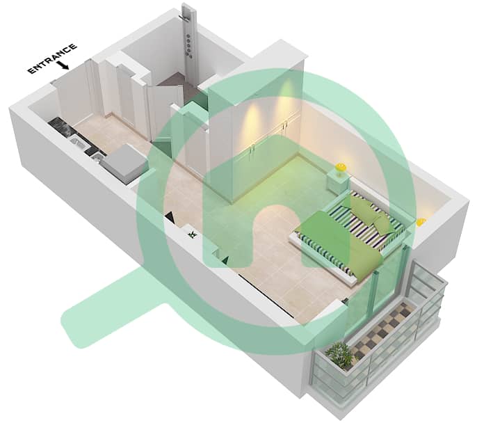 Mesk Residences - Studio Apartment Type/unit A1-M-B/UNIT 16,18 FLOOR 1 Floor plan Type A1-M-B Unit 16,18 Floor 1,3,5 Unit 23 Floor 2,4 interactive3D