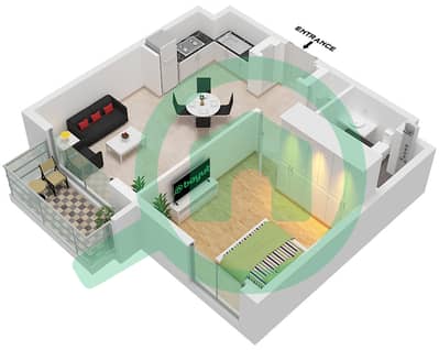 Mesk Residences - 1 卧室公寓类型／单位1A-4 / UNIT 6 FLOOR 1-5戶型图