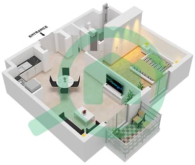 Mesk Residences - 1 卧室公寓类型／单位1A-6 / UNIT 2 FLOOR 2-5戶型图