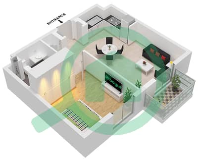 Mesk Residences - 1 卧室公寓类型／单位1A-8M / UNIT 1 FLOOR 2-5戶型图