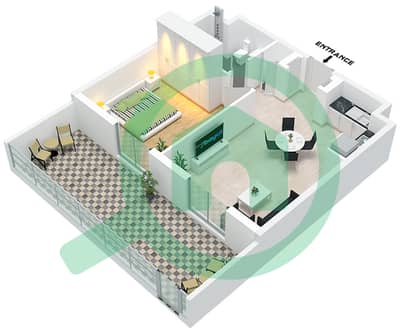 Mesk Residences - 1 卧室公寓类型／单位1A-11M / UNIT 38 FLOOR 1戶型图