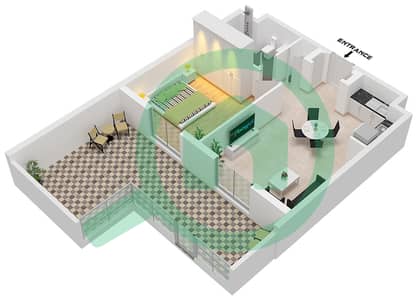 Mesk Residences - 1 卧室公寓类型／单位1A-13M / UNIT 35 FLOOR 1戶型图