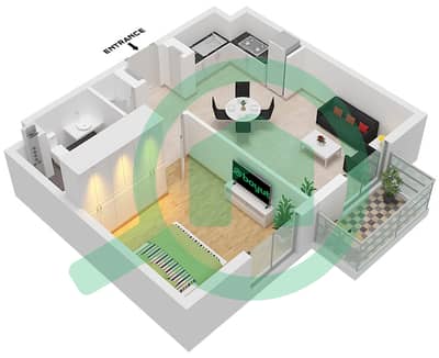 Mesk Residences - 1 卧室公寓类型／单位1A-14M/UNIT 35 FLOOR 2-5戶型图