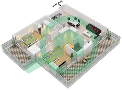 巅峰之作公寓 - 2 卧室公寓类型G戶型图
