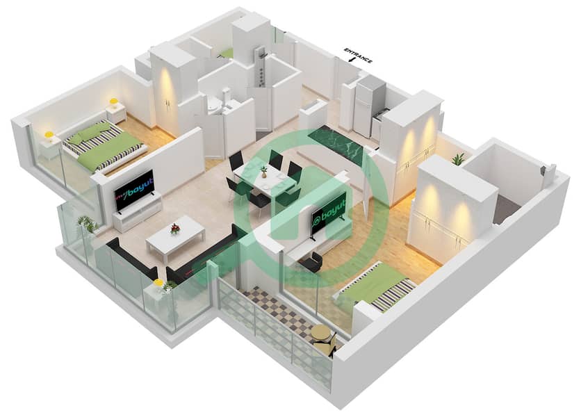 One Park Avenue - 2 Bedroom Apartment Type/unit B / UNIT 6 FLOOR 2-24 Floor plan Type B Unit 6, Floor 2-24 interactive3D