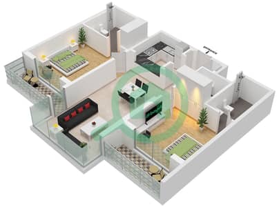 One Park Avenue - 2 Bedroom Apartment Type/unit C / UNIT 13,15 FLOOR 2-20 Floor plan