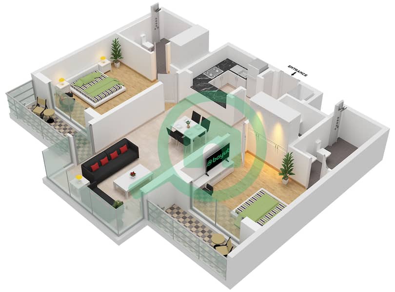 One Park Avenue - 2 Bedroom Apartment Type/unit C / UNIT 13,15 FLOOR 2-20 Floor plan Type C Unit 15 Floor 2-9, Unit 13 Floor 10-20 interactive3D