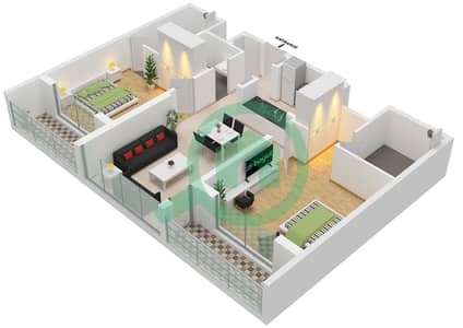 One Park Avenue - 2 Bedroom Apartment Type/unit D / UNIT 14 FLOOR 2-9,21 Floor plan
