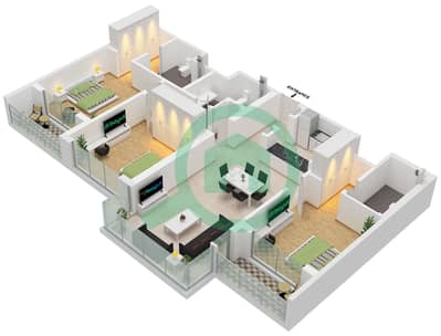 One Park Avenue - 3 Bedroom Apartment Type/unit A / UNIT 15-17 FLOOR 2-24 Floor plan