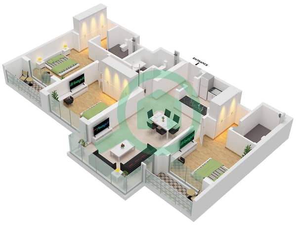 Type A Unit 17 Floor 2-9, Unit 15 Floor 10-20, Unit 16 Floor 21-24