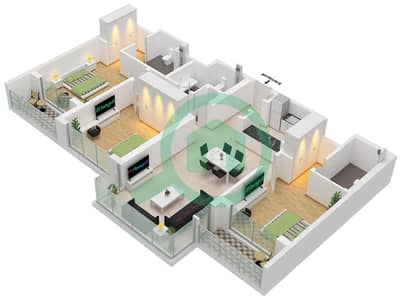 One Park Avenue - 3 Bedroom Apartment Type/unit C / UNIT 16-18 FLOOR 2-24 Floor plan