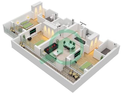 One Park Avenue - 3 Bedroom Apartment Type/unit C / UNIT 15 FLOOR 1 Floor plan