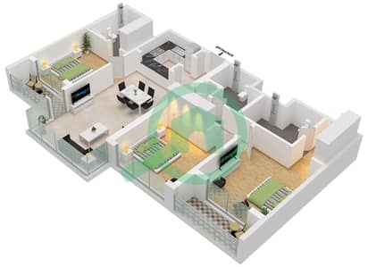 One Park Avenue - 3 Bedroom Apartment Type/unit D / UNIT 7,8 FLOOR 2-24 Floor plan