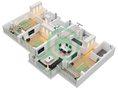 One Park Avenue - 3 Bedroom Apartment Type/unit E / UNIT 14,16 FLOOR 2-20 Floor plan